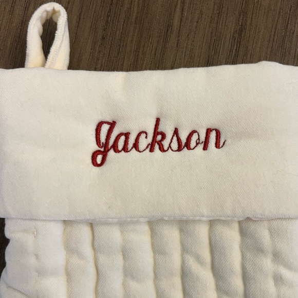 Pottery Barn Channel Quilted Velvet Stocking | Ivory | Small - Picture 3 of 6